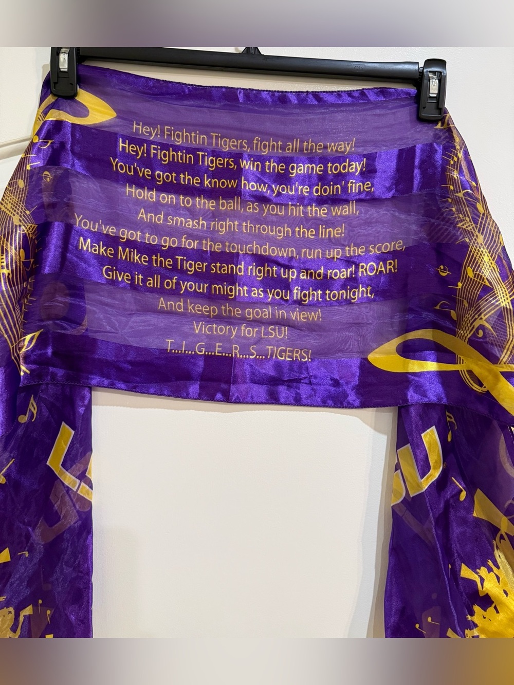 Vintage LSU Fight Song Scarp Hey Fightin Tiger, Fight all the Way.